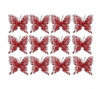12 Christmas Butterfly Decorations 15x18cm Plastic Multi-Colour
