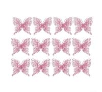 12 Christmas Butterfly Decorations 15x18cm Plastic Multi-Colour