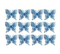 12 Christmas Butterfly Decorations 15x18cm Plastic Multi-Colour