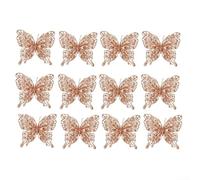 12 Christmas Butterfly Decorations 15x18cm Plastic Multi-Colour