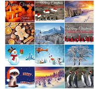 12 Christmas Cards in a Set: 12 Motifs - a Colourful Mix of Nostalgia Postcards, Winter Landscapes and Funny Christmas Postcards by Edition Colibri