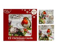 12 Christmas Cards With 2 Assorted Design for Sending Warm Wishes Friends, Family, Colleagues and Loved Ones | Season Greetings and Christmas Wishes Designs