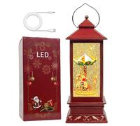 12" Christmas Snow Globe Lantern with Carousel Horse - Red Water Glittering LED Light Lantern with Music - Vintage Xmas Gift - USB Plug or Battery Operated Home Decor (Carousel Horse)