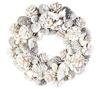 12" Christmas Wreath Festive White Pine Cone Hanging Door Winter Wreath Garland Decoration (BM22)