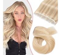 12" Clip in Hair Extensions Real Human Hair Remy Extension Balayage One Piece Clip on Hair Extensions Seamless #18P613 Ash Blonde&Bleach Blonde -Basic Thickness 40g