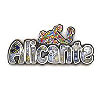 12 cm fridge magnet. Alicante Valencia logo. 3D wooden door magnet. Spanish fan Sevillana.