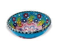 12 Cm Sky Blue Ceramic (Lace) Bowls Set of 4 for Snack, Tapas, Pudding, Nuts, Rice, Yoghurt, Hummus, Appetizer, Soy Sauce for Use or Decorative