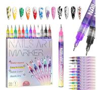 12 Color 3D Nail Art Pens Set, Nail Point Dotting Pen Drawing Painting Liner Brush for DIY Nail Art Beauty Manicure Tools Nail Polish Pens Nail Varnish Pens Nail Art Kit Nail Pens Polish,Halloween (1)