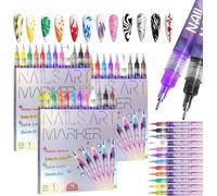 12 Color 3D Nail Art Pens Set, Nail Point Dotting Pen Drawing Painting Liner Brush for DIY Nail Art Beauty Manicure Tools Nail Polish Pens Nail Varnish Pens Nail Art Kit Nail Pens Polish,Halloween (3)