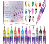12 Color 3D Nail Art Pens Set, Nail Polish Pens Quick Dry Acrylic Nail Art Painting Pen Nail Point Graffiti Dotting Pen for Nails Art Design, Nail Art Kit for Design Beauty