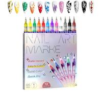 12 Color 3D Nail Art Pens Set, Nail Polish Pens Quick Dry for Dotting Painting Liner DIY (1 Set)