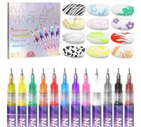 12 Color 3D Nail Art Pens Set, Nails Polish Pens Graffiti NailsDrawing Pen Nail Polish Pen for Painting Nails DIY Art Beauty Adorn for Women Girls Valentine's Day Easter