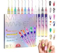 12 Color 3D Nail Art Pens Set, Waterproof Quick Dry Nail Polish Markers, Acrylic Paint Nails Dotting Marker for Nails Drawing Painting Art Design