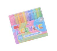 12-Color Acrylic Paint Marker Pen Brush Tip For Card Making Scrapbooking On Paper Fabric Canvas Wood Glass Ceramic Student Art Markers