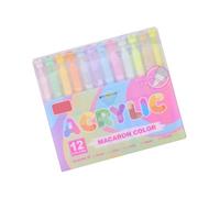 12-Color Acrylic Paint Marker Pen Brush Tip For Card Making Scrapbooking On Paper Fabric Canvas Wood Glass Ceramic Student Art Markers