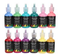 12 Color Airbrush Paint Ink Set, Water - Based Art Ink for DIY Crafts, Car Customization, Tiles Rocks Textile Ceramics, After Drying, 348ml Total with Matte