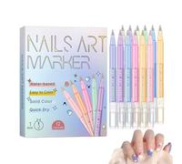 12 Color Fine Liner Nail Arts Pens - Waterproof Gel Drawing Tool, 0.5mm Doodle Markers, DIY Manicure Supplies, Home Salon Beauty Gift Set | Quick-Dry Nail Paint Pens for Intricate Designs