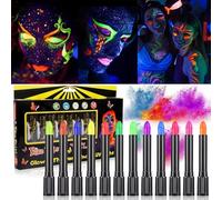 12-Color Halloween Glow-in-the-Dark Face Paint Crayons - Water-Based Body Paint Set, Safe for Costume Makeup at Halloween Parties & Festive Dances
