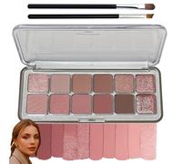12-Color Milk Tea Matte & Glitter Eyeshadow Palette - Long-Lasting & Waterproof Smudge-Proof Pressed Powder with Highly Pigmented Nude Pink, Light Brown & Smokey Shades for Daily Eye Makeup (Pink)
