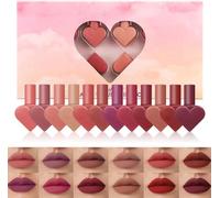 12 Color Mini Heart Lipstick for Lip, Matte Long Lasting Mini Heart Lipstick, Waterproof And Non-Sticky, Smudge-proof Lip Gloss Set, Matte Colors Moist