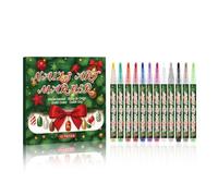 12-Color Nail Art Pen Set, Christmas DIY Nail Art Doodle Pens, Quick-Drying and Waterproof, Suitable for Christmas and Easter Egg DIY Painting Patterns