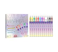 12-Color Nail Art Pen Set for 3D Designs - Multipurpose Dotting & Liner Brushes with Quick-Dry Formula, Complete DIY Manicure Kit for Home Nail Art Creation