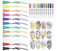 12 Color Nail Art Pens,Nail Art Tools, Nail Varnish Pens,Drawing Painting Liner Brush Art Pens,Nail Art Fine Designs Pens for DIY Nail Art Decoration DIY Dot Line Pattern, Suitable for Home Salon