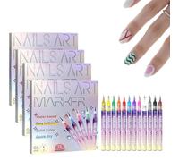 12 Color Nail Art Pens Set, 3D Quick-Dry 0.5MM Nails Polish Pens Kit, DIY Art Marker Graffiti Dotting Pen for Nails Art Design Manicure DIY Decoration (D-4PCS)
