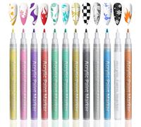 12 Color Nail Art Pens Set, Nail Art Graffiti Pen Nail Drawing Pen, Quick Dry & Waterproof Nail Polish Pen Nail Varnish Pens, Manicure Polish Tools for DIY Dot Line Pattern Nail Art Design