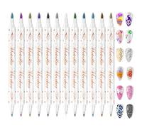 12 Color Nail Art Pens Set | Nail Polish Pens with Bold Colors Vivid - Dual-Head Design,3D Nails Graffiti Drawing Tools for Nails DIY Dot Line Flower Pattern