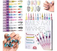 12-color nail painting graffiti pen acrylic marker 0.5mm nib nail painting flower quick-drying watercolor pen Candy-colored tracing pen baking-free lamp