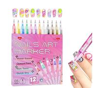 12-Color Nails Art Marker Set Quick-Dry Pens For Nails Drawing & Painting At Home Or Salon Nail Art Markers