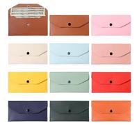 12-Color Pu Leather Cash Envelopes, Reusable Money Organizers, Waterproof Budget Wallets for Smart Cash Management