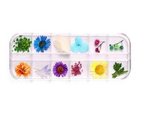 12 Colors 3d Art Sticker For Tips Manicure Decor Mixed Accessories Real Leaves Flowers