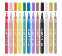 12 Colors 3D Nail Art Pens For Real Nails,Nail Art Markers Varnish-Pens For Kids,Quick Dry Diy Graffiti,Long-Lasting,Acrylic Paint Nails Tools Drawing Dotting Point Liner