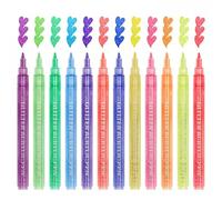 12 Colors Acrylic Marker Gel Pens Christmas Thanksgiving with Glitter Quicksand Fine Tip Quick-Drying Paint Pens Colouring Drawing Pen for Rock Painting Wood Canvas Glass Ceramic Art Supplies