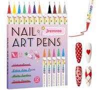 12 Colors Colorful Nail Art Pen Set, 0.5mm Single Tip Acrylic Paint Markers, Fine Line for DIY Drawing and Dotting Tool, Professional Custom Nail Art Supplies Decorations for Home and Salon Use