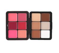 12 Colors Cream Contour Blush Palette,Face Sculpting Bronzer Blusher Highlighter Palette,Long Wearing Smudge Proof Blendable Makeup