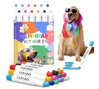12 Colors Dog Hair Dye Chalk, MSDADA Temporary Coloured Hair Wax Color Dog Paint Hair Color Painting Crayons Washable Color Safe Paint Pens for Dogs, Horses, Birds, Cats, Pet Grooming