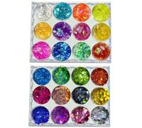 12 Colors Eco-Friendly Cosmetic Glitter, Non-Toxic Festival Glitter for Nails, Hair, Eye Makeup, DIY Art 12 Colors (2PCS-Shell-A)