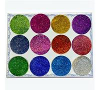 12 Colors Eco-Friendly Cosmetic Glitter, Non-Toxic Festival Glitter for Nails, Hair, Eye Makeup, DIY Art 12 Colors Laser