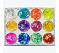 12 Colors Eco-Friendly Cosmetic Glitter, Non-Toxic Festival Glitter for Nails, Hair, Eye Makeup, DIY Art 12 Colors (Shell-A)