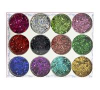12 Colors Eco-Friendly Cosmetic Glitter, Non-Toxic Festival Glitter for Nails, Hair, Eye Makeup, DIY Art 12 Colors (Gemischte Laser)