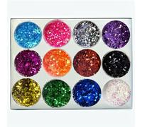 12 Colors Eco-Friendly Cosmetic Glitter, Non-Toxic Festival Glitter for Nails, Hair, Eye Makeup, DIY Art 12 Colors (12 Colors Samll Laser-A)