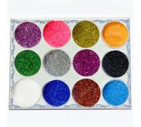 12 Colors Eco-Friendly Cosmetic Glitter, Non-Toxic Festival Glitter for Nails, Hair, Eye Makeup, DIY Art 12 Colors (Little Powder)