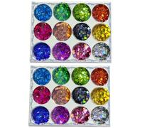 12 Colors Eco-Friendly Cosmetic Glitter, Non-Toxic Festival Glitter for Nails, Hair, Eye Makeup, DIY Art 12 Colors (2PCS-Multi-Color Set)