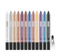 12 Colors Eyeshadow Stick Set, Matte Professional Bright-Colored Contouring and Highlight Eyeshadow Stick, Long Lasting Cream Eyeshadow, High Pigmented Eye Shadow with Built-in Pencil Sharpener