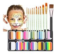 12 Colors Face Body Paint Kit - Professional Washable Art Palette, Rainbow Makeup Set | Bold Painting Tools for Cosplay Festivals Theatre Parties Shows Men Women Kids Smooth Skin Application