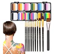12 Colors Face Body Paint Kit - Professional Washable Art Palette, Rainbow Makeup Set | Bold Painting Tools for Cosplay Festivals Theatre Parties Shows Men Women Kids Smooth Skin Application