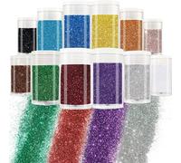 12 Colors Face Glitter Fine Glitter, Holographic Festival Glitter, Rainbow Body Glitter for Nail Eye Hair Lips Makeup and Painting DIY Art Christmas Epoxy Resin Party Decoration